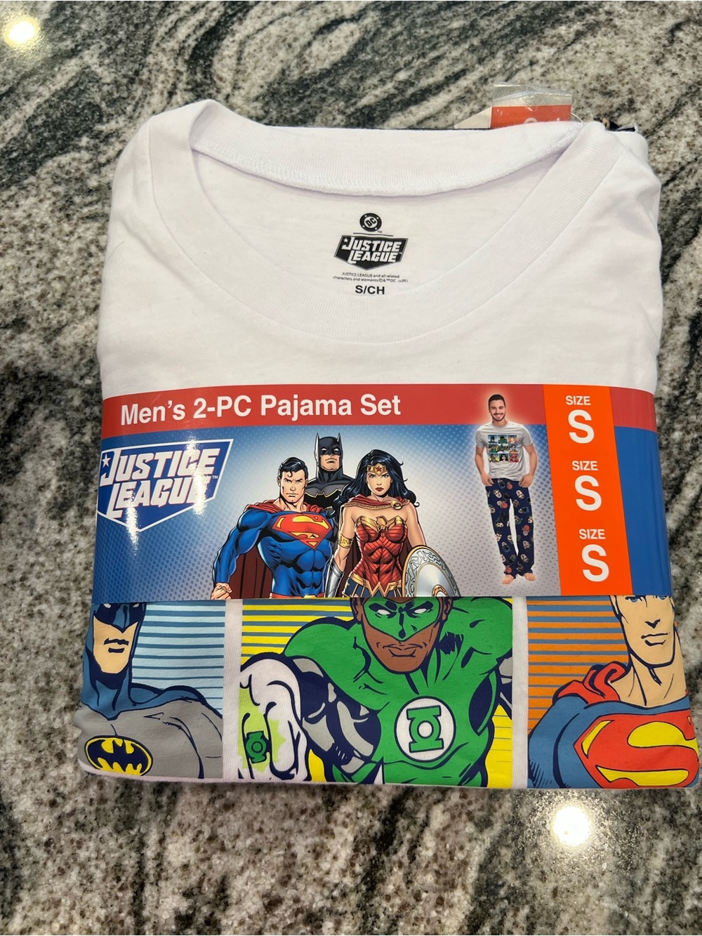 Justice White & Multicolor Men’s Superhero Pajama Set